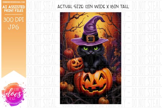 Cat with Witches Hat on Jack O Lantern - Garden Flag