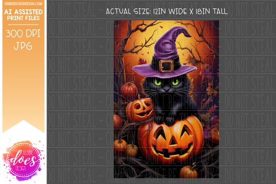 Cat with Witches Hat on Jack O Lantern - Garden Flag