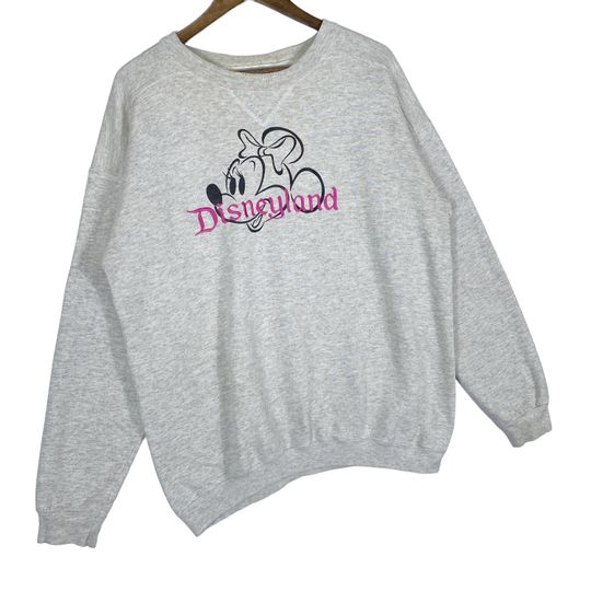 Vintage Disneyland Minnie Mouse Crewneck Sweatshirt Grey Embroidery