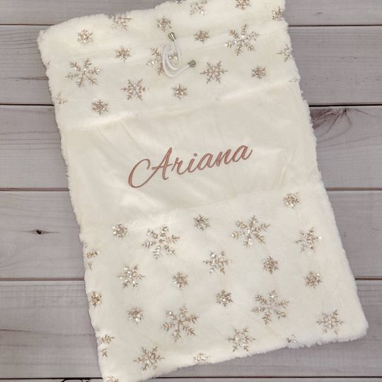 Embroidered Plush Snowflake Christmas Santa Sack