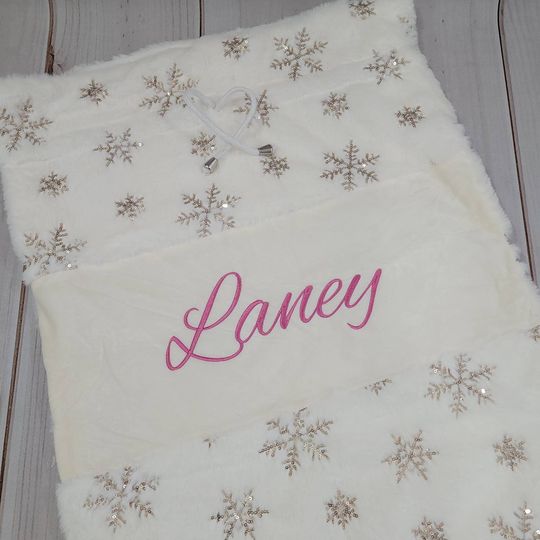 Embroidered Plush Snowflake Christmas Santa Sack