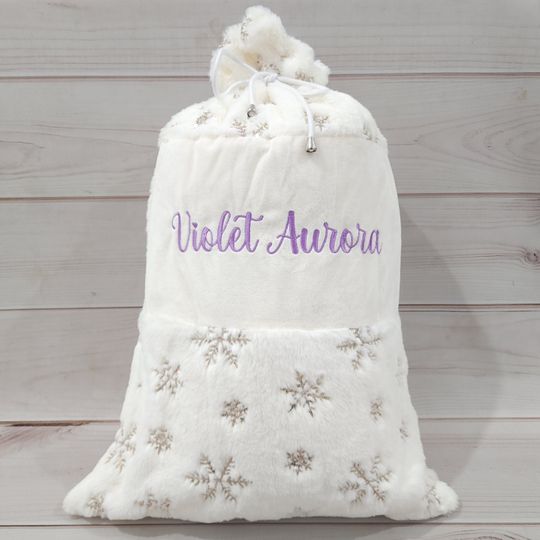 Embroidered Plush Snowflake Christmas Santa Sack