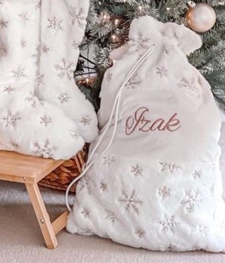 Embroidered Plush Snowflake Christmas Santa Sack