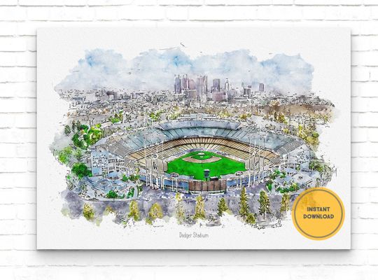 Los Angeles Dodgers Baseball Poster, Dodger Stadium Print, Printable Wall Art, Sports Wall Decor