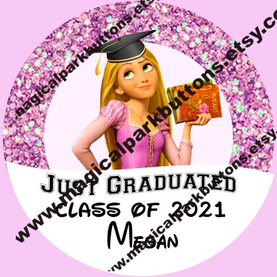 Disney Graduation Buttons - Tangled Graduation Buttons, Fun Disney Park Pins Buttons