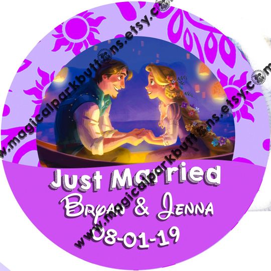 Tangled Just Engaged Buttons - Tangled Just Engaged Pins - Disney Park Pins Buttons