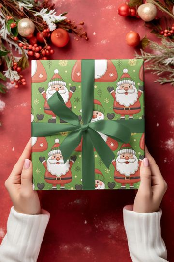 Santa Wrapping Paper, Christmas Kids Gift Wrap, Xmas Packaging Sheet