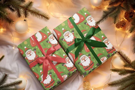 Santa Wrapping Paper, Christmas Kids Gift Wrap, Xmas Packaging Sheet