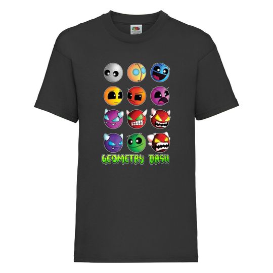 Geometry Dash Cartoon Art Funny Crazy Printed Kids Unisex Boy Girl Tshirt Gift T shirt