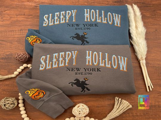 Sleepy Hollow sweatshirt, Headless rider Halloween, Fall Embroidered Sweatshirt