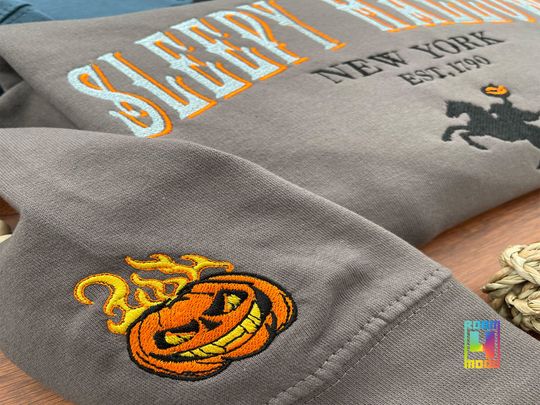 Sleepy Hollow sweatshirt, Headless rider Halloween, Fall Embroidered Sweatshirt
