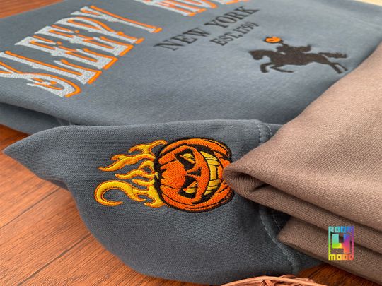 Sleepy Hollow sweatshirt, Headless rider Halloween, Fall Embroidered Sweatshirt