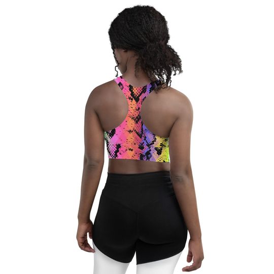 Rainbow Snakeskin Longline sports bra