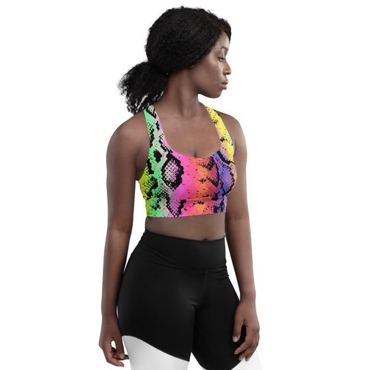 Rainbow Snakeskin Longline sports bra