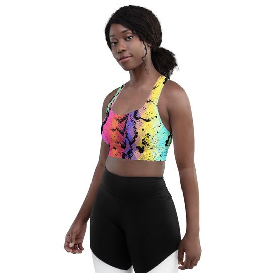 Rainbow Snakeskin Longline sports bra