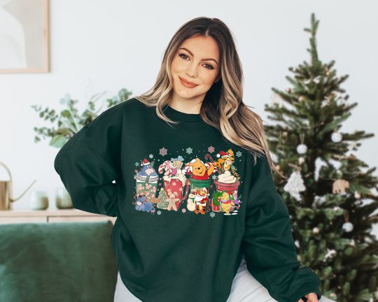 Disney Christmas Winnie The Pooh Latte Coffee Sweatshirt