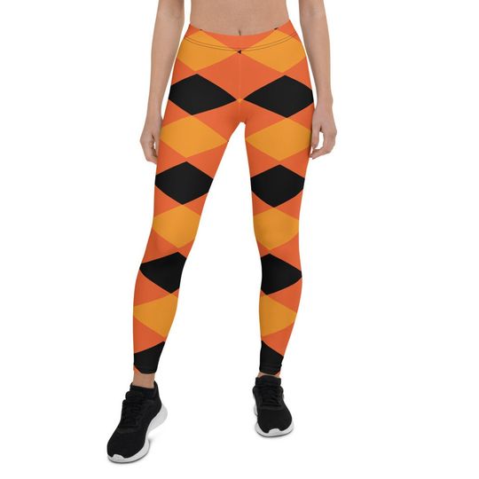 Halloween Orange Yellow Black Diamond Shape Pattern Leggings