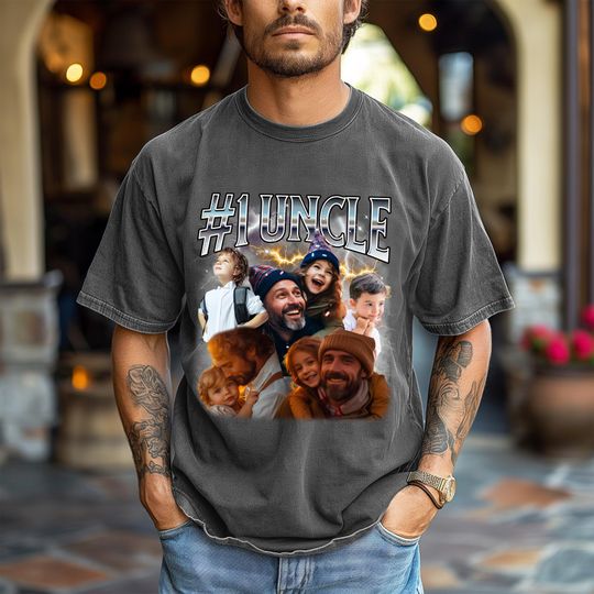 Custom Uncle Photo Shirt, Personalized Christmas Uncle Gift, Shirt for Uncle, Dad, Grandpa, First Time Uncle Gift, Bootleg Uncle Shirt