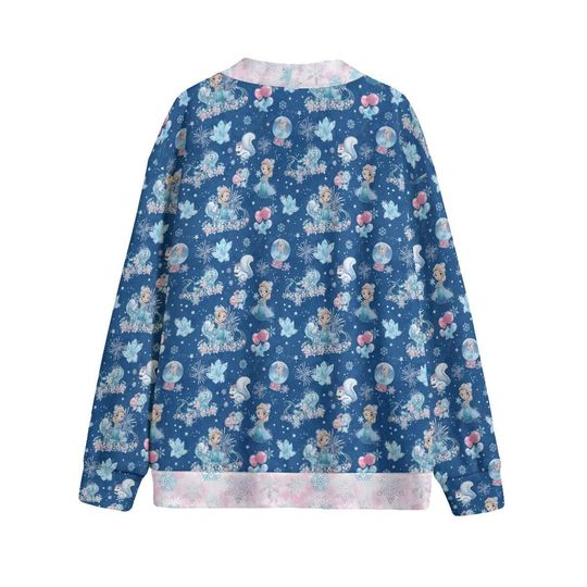Kawaii Elsa Dark Blue Button Up Cardigan Jacket