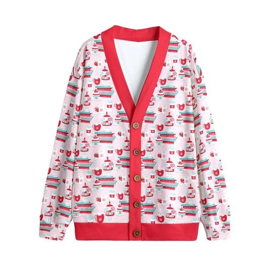 Pretty Peppermint Books Button Up Cardigan Jacket, Red