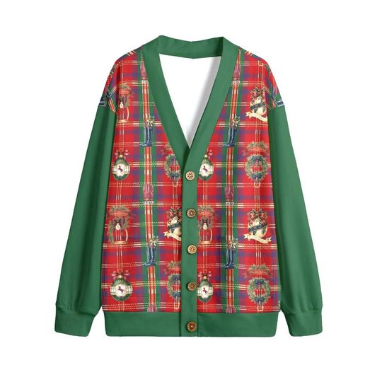 Old Money Christmas Equestrian Button Up Cardigan Jacket