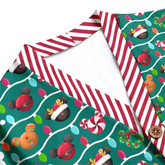 Christmas Mickey Ornaments Button Up Cardigan Jacket