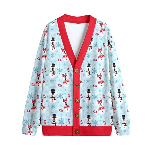 Mickey Snowman Button Up Cardigan Jacket