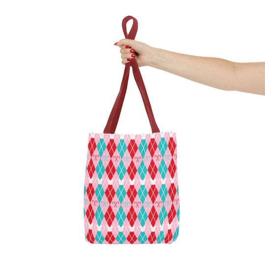 Peppermint Mickey Argyle Tote Bag, Disney Tote Bag Gift