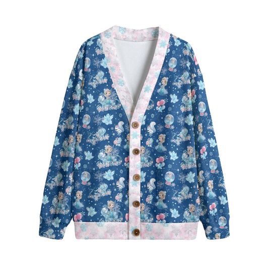 Kawaii Elsa Dark Blue Button Up Cardigan Jacket