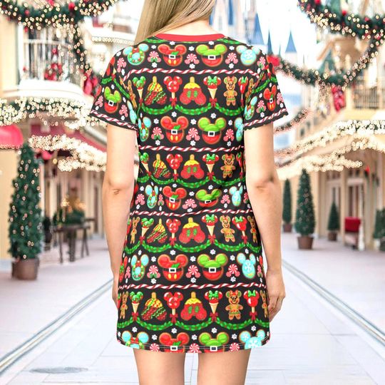 Gingerbread Mickey Mouse 3D Women's T-shirt Dress