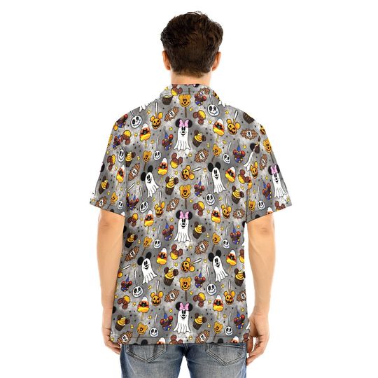 Halloween Mickey Ghosts Hawaiian, Mens Short Sleeve Button Up Shirt, Hawaiian For Men, Women and Kids