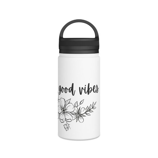 Good V Flowers Stainless Steel Water Bottle, Handle Lid