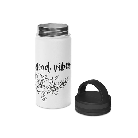 Good V Flowers Stainless Steel Water Bottle, Handle Lid