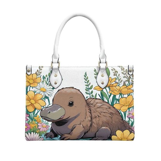 Platypus - Leather bag with cute animal print, Mother's day Gift
