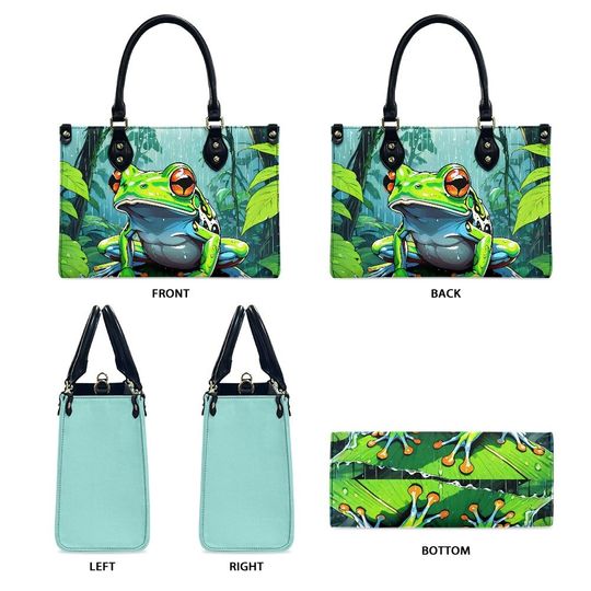 Charming Tree Frog Pattern Leather Handbag