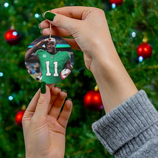 Ceramic Ornament, Eagles, AJ Brown, Football Ornament Gift