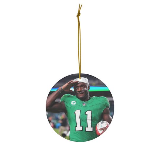 Ceramic Ornament, Eagles, AJ Brown, Football Ornament Gift