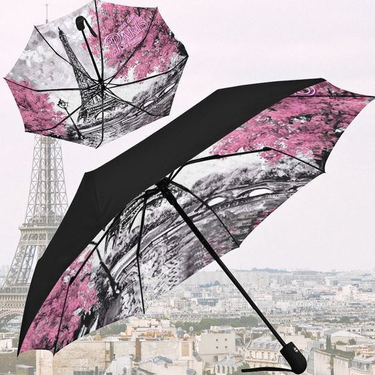 Paris Umbrella, I Love Paris Faux Umbrella, Eiffel Tower Art Umbrella