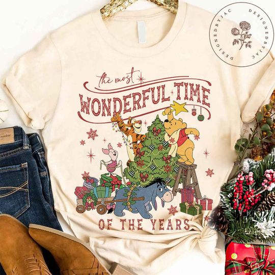 Winnie The Pooh Vintage Christmas Shirt, Disney Christmas Shirt