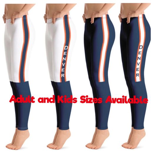 Denver Broncos Colored Football Team Leggings