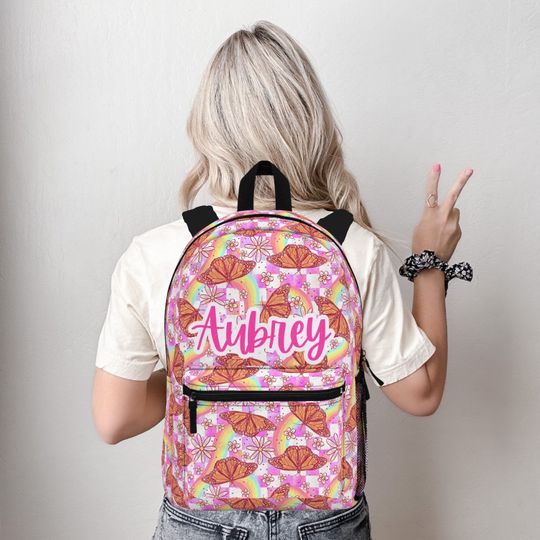 Personalized kids school backpack, personalized toddler backpack butterfly, custom name backpack for adults, monogram backpack birthday gift