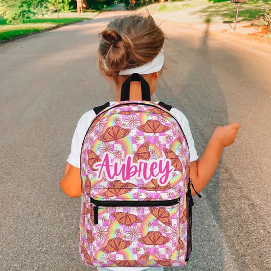 Personalized kids school backpack, personalized toddler backpack butterfly, custom name backpack for adults, monogram backpack birthday gift