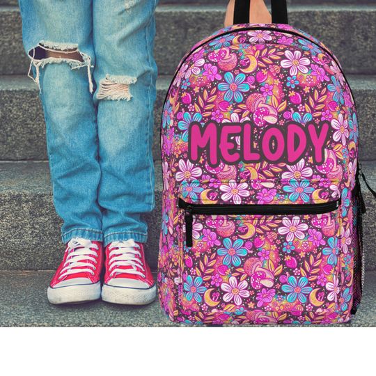 Personalized kids school backpack, personalized toddler backpack Floral, custom name backpack for adults, monogram backpack birthday gift