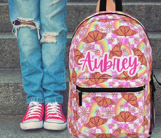 Personalized kids school backpack, personalized toddler backpack butterfly, custom name backpack for adults, monogram backpack birthday gift