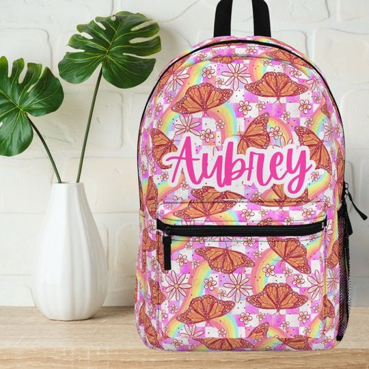Personalized kids school backpack, personalized toddler backpack butterfly, custom name backpack for adults, monogram backpack birthday gift