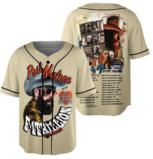 Post Malone Jelly Roll Baseball Jersey 2025 Tour