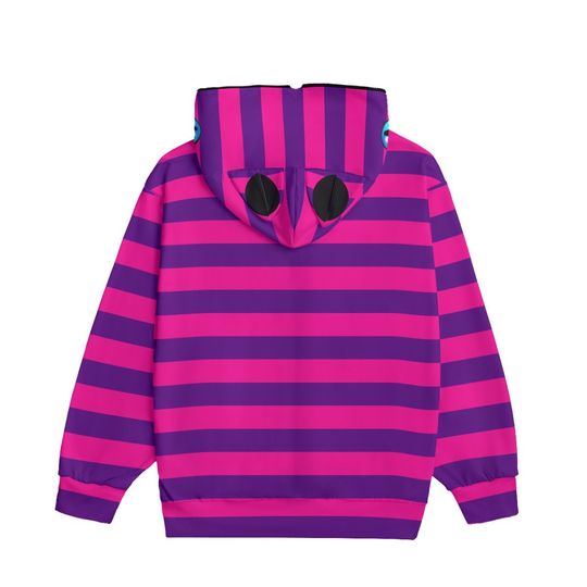 Cheshire Cat Alice in Wonderland Unisex Pullover Hoodie With Zipper Closure, Halloween, Cosplay