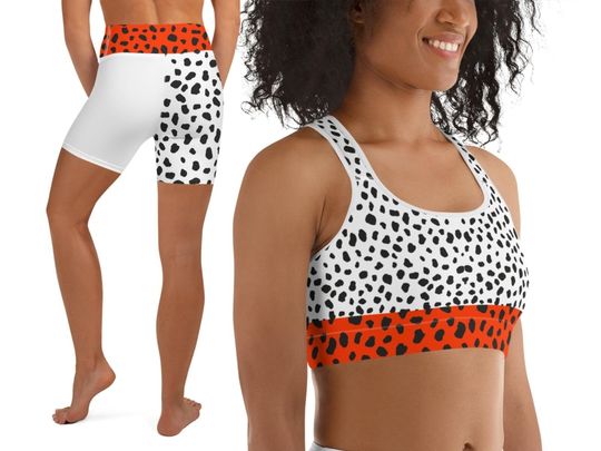 Cruel lady Inspired Sports Bra and Yoga Shorts Running Costume Halloween Cosplay Activewear Sportswear Half Marathon Workout