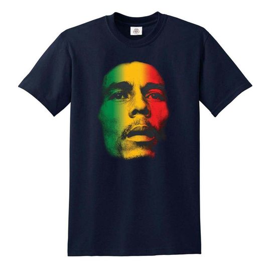 Bob Marley Reggae Flag T-Shirt Multi Coloured Face Jamaica T-shirt