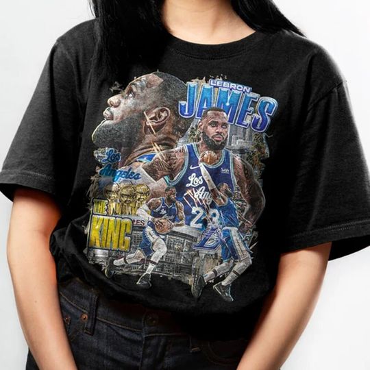 Vintage LeBron James 90s Bootleg Classic Graphic Tshirt | LA Lakers Basketball Bootleg Rap Shirt